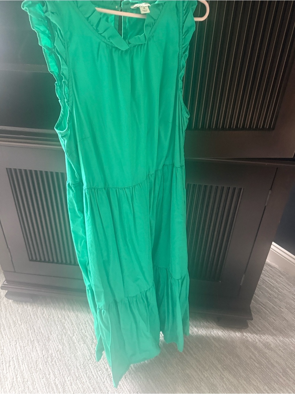J. Crew Sleeveless Tiered Midi Dress in Bright Green